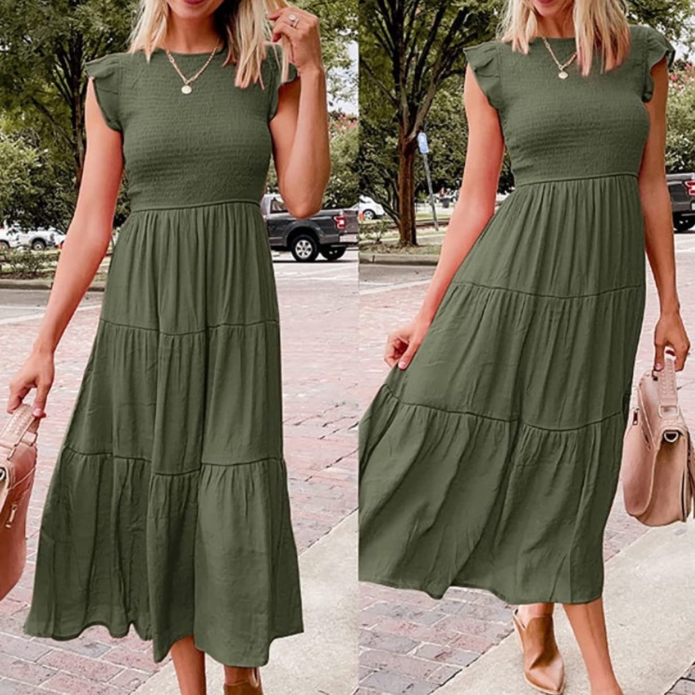 Smocked Tiered Midi Dress